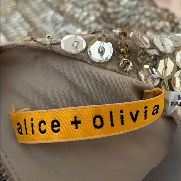 ALICE + OLIVIA Leighton Gold / Silver Sequin Dress - Picture 6 of 15